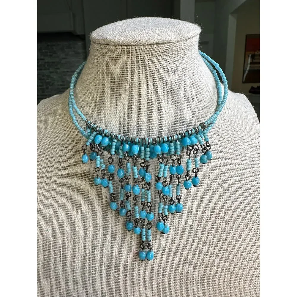 Turquoise Beaded Icicle Necklace